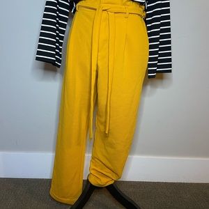 Golden yellow M 7-9 tie waist dress pants